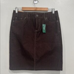 L.L.Bean Petite Saturday Skirt Chocolate Corduroy Skirt